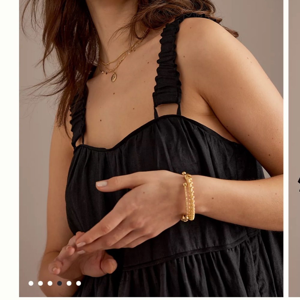 Anthropologie SANCIA Azealia Linen Babydoll Smock Mini Dress In black‎ Sz Medium - Picture 3 of 13